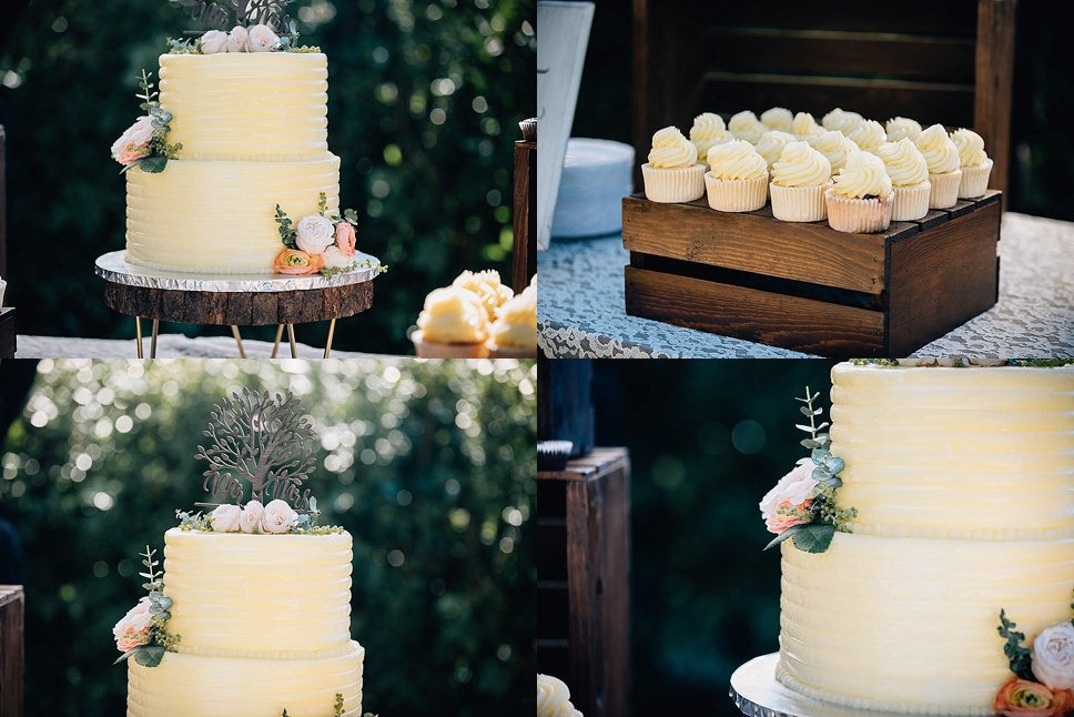 wedding cake, faux wedding cake, tiered wedding cake with florals, rancho guajome adobe, wedding photography